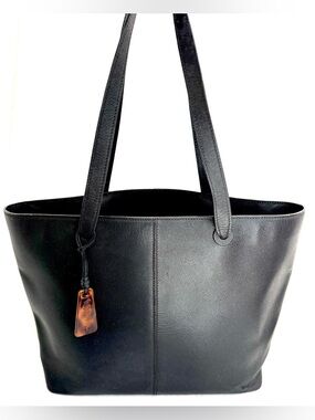 CHANEL Vintage Black Textured Saffiano-style Leather Tote Shopper Bag Italy